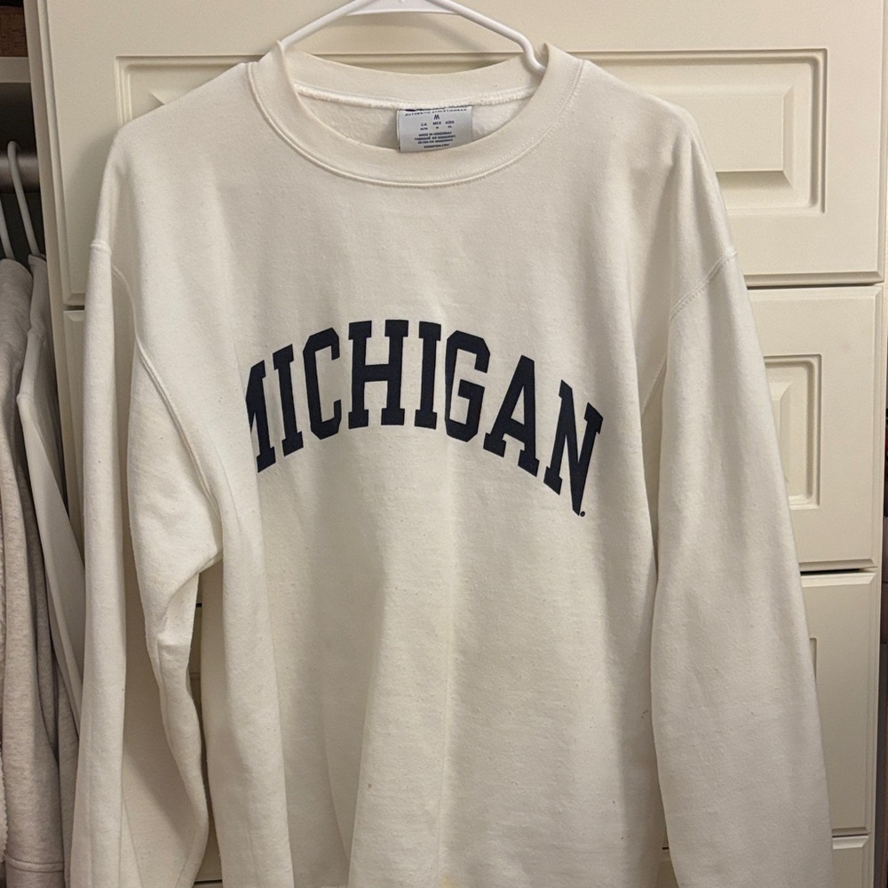 White Champion Michigan Crewneck